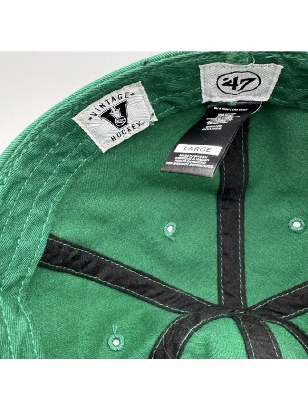Vintage Minnesota North Stars Hat Cap Large '47 Brand Green Fitted NHL Hockey